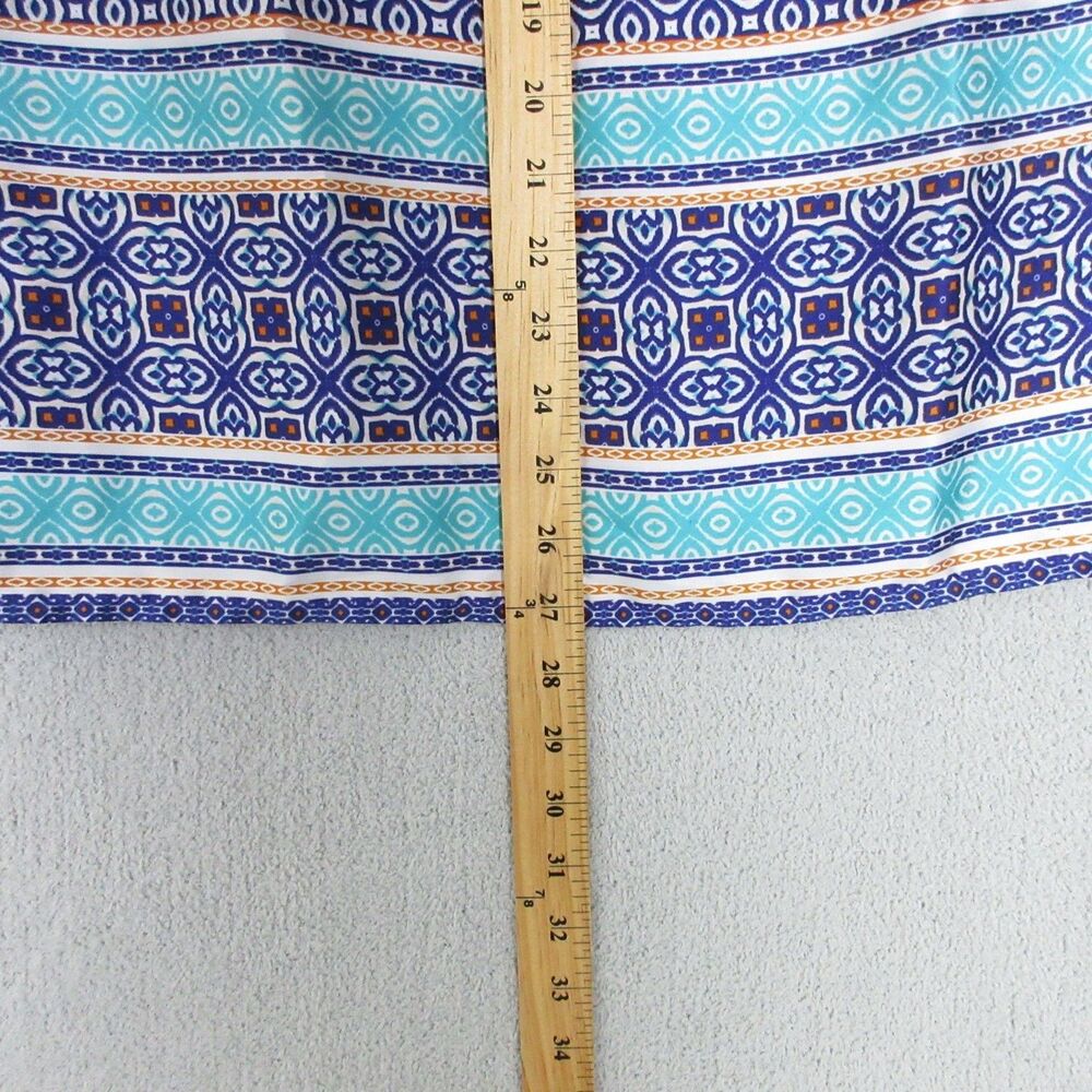 Chicos Tunic Womens 0 (S) Blue Geo Print 3/4 Sleeve Tassel Tie Polyester Casual - Picture 5 of 9